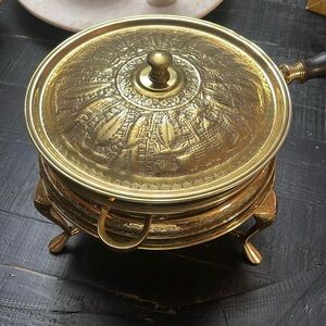 Vintage Brass Nader Factory Chaffing Dish Food Warmer